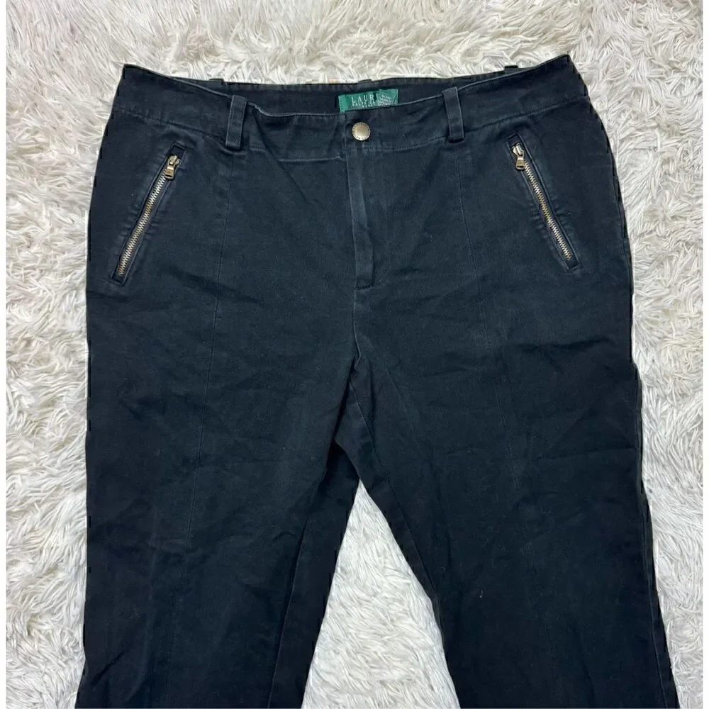 Women’s Lauren Ralph Lauren High Rise Petite Black Crop Pants Size 12 Petite